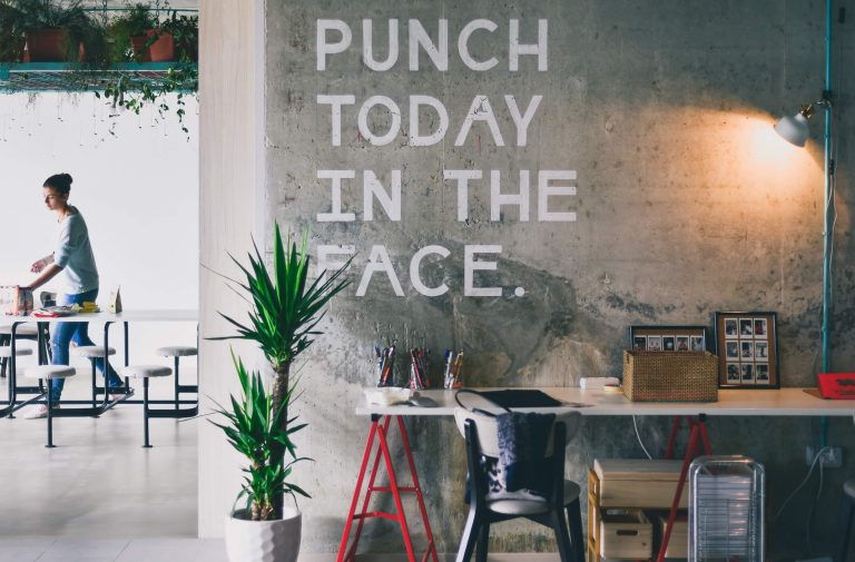 coffee shop with sign