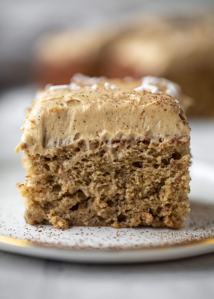 banana coffee cake with coffee cream cheese