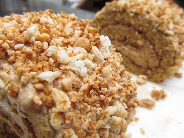 a close up of coffee cake roll